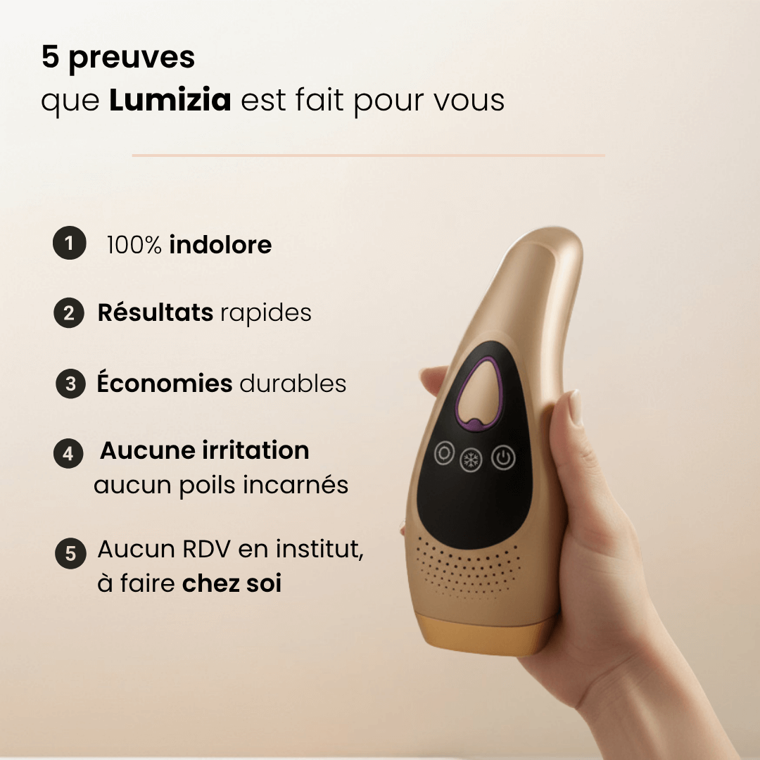 Lumizia Confort - Épilateur à lumière pulsée Ice Cooling Peau Sensible - 999 999 Flashs Indolore - Lumizia